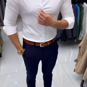 White Slim Fit Formal Shirt Combo