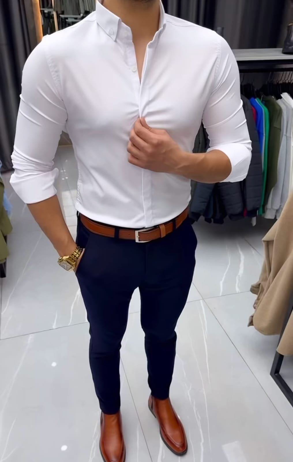 White Slim Fit Formal Shirt Combo