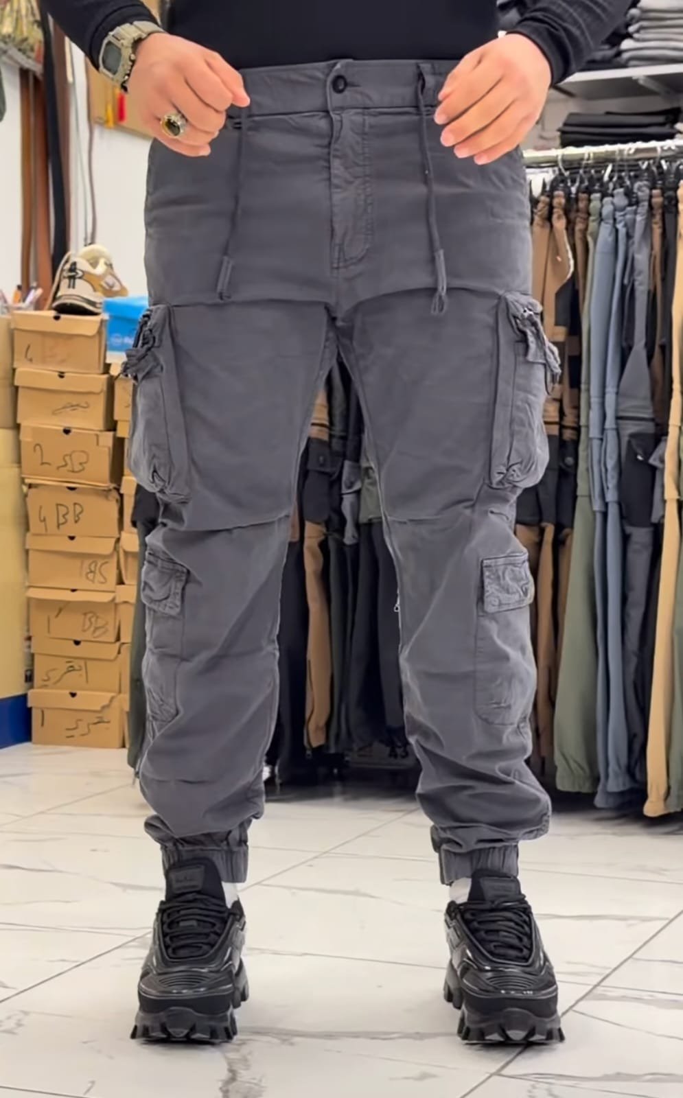 Men’s Olive Green Tactical Cargo Joggers – Streetwear Utility Pants